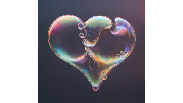 Saippuakuplasta muodostunut sydän