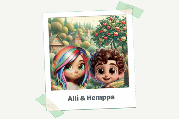Piirroskuva kahdesta kaveruksesta Allista ja Hempasta.