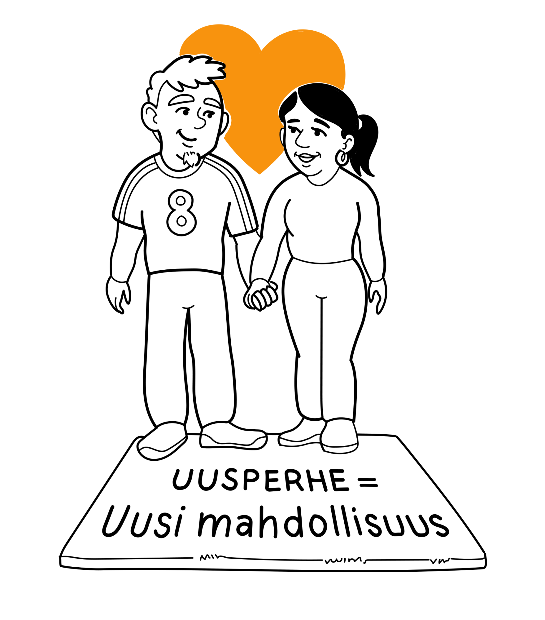 Uusperhe on uusi mahdollisuus -selitysvideon kuva, jossa pariskunta seisoo pitäen toisiaan kädestä.